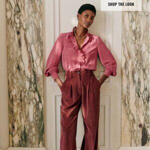 Sezane Chlo Shirt Size 34 Fuchsia Silk